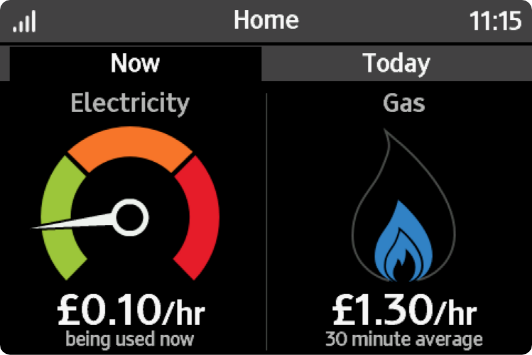 In Home Display screen showing your energy spend and usage