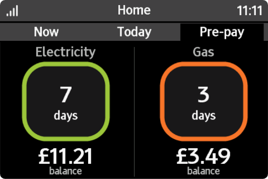 In Home Display screen showing your energy balance and spend.