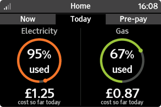 In Home Display screen showing the option to set daily energy spend targets to help you budget.