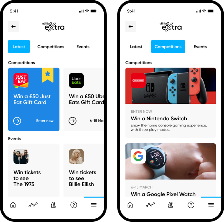 The Utilita Extra section of the My Utilita app