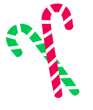 Two candy canes crossing each other