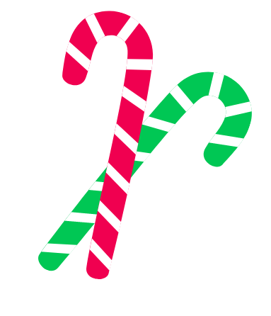 Two candy canes crossing each other